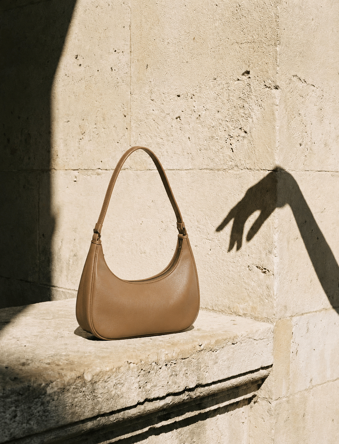 Curved Leather Shoulder Bag